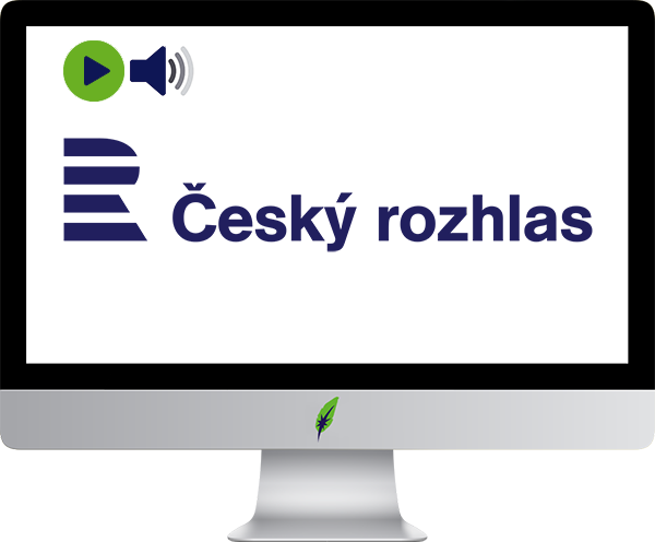 Afbeelding computerscherm met logo radiozender ČRo 1 - Tsjechië - in kleur op transparante achtergrond - 600 * 496 pixels
